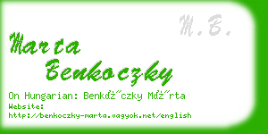 marta benkoczky business card